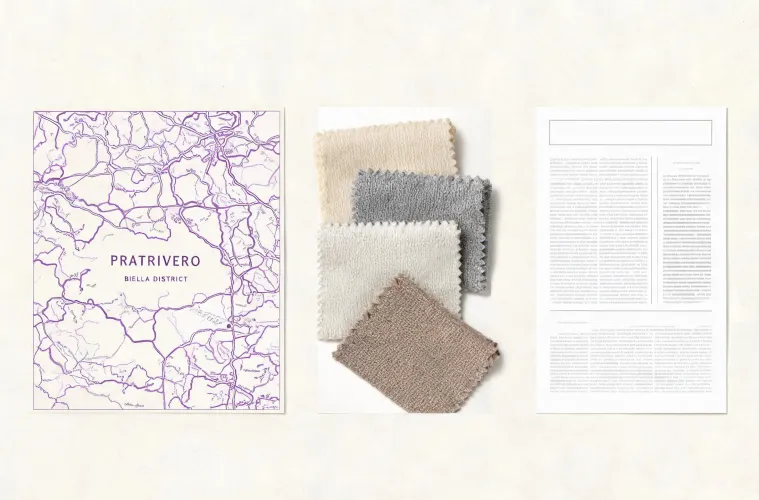 Pratrivero textile district map and wool swatches