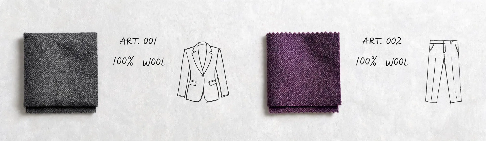 Wool fabric brief and swatch selection