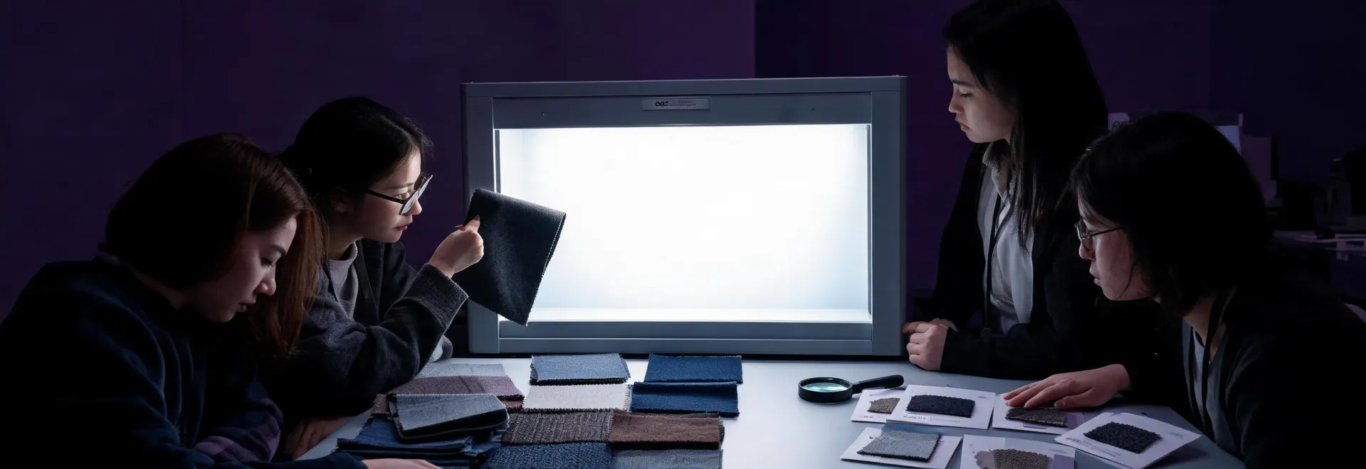 Fabric article review under calibrated light